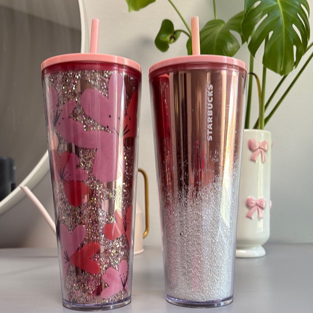 Starbucks Pink Glitter Butterfly and Ombre Tumblers